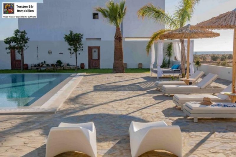 Kalamaki Kreta, Afrathia Kalamaki, Luxusvilla m.priv. Pool direkt am Lybischen Meer Haus kaufen